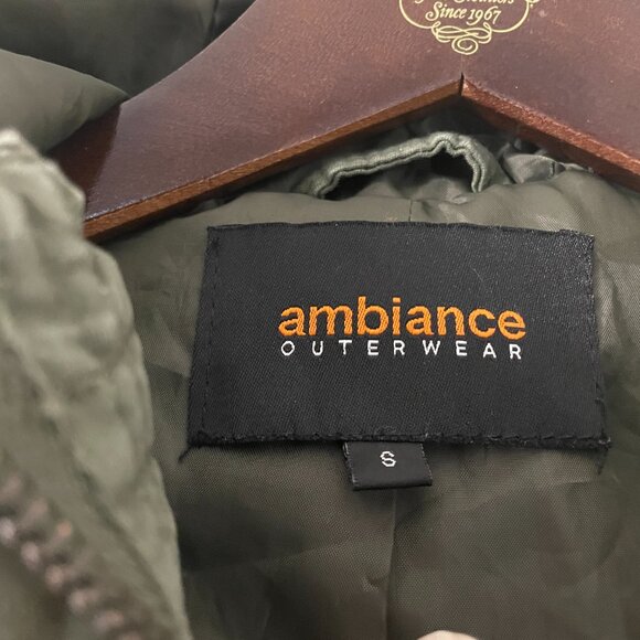 Ambiance Hooded Utility Jacket, Size Small Olive Green Drawstring Waist - Picture 4 of 10